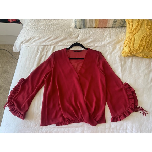 ZARA Women Red Long Sleeve Blouse - Picture 2 of 2